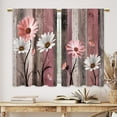 thumbnail image 3 of Farmhouse Wooden Pink Daisy Rustic Country Floral Bathroom Window Kitchen Short Curtains, 3 of 6