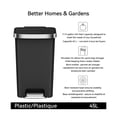 thumbnail image 3 of Better Homes & Gardens Kitchen Trash Can, 45l Plastic Step Garbage Bin with Soft Close Lid, Black, 3 of 15