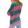thumbnail image 6 of Utoimkio Women's Oversized Striped Shirt Half Zip Loose Fit Sweatshirt for Women Color Block V Neck Blouse Tops Casual Long Sleeve Pullover, 6 of 6