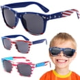 thumbnail image 3 of grinderPUNCH Kids American Flag Sunglasses USA Blue Stars and Stripes Retro Design 80's AGE 4-12, 3 of 7