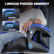 Bigzzia Gaming Chair with Footrest, Gamer Chair for Adults,Lumbar Pillow and Headrest Adjustable, Blue
