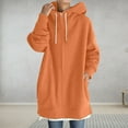 thumbnail image 4 of Idoravan Winter Coats for Women Plus Size Clearance Women's Hoodie Zipper Long Sleeve Sweatshirts Long Coat Tops with Pockets Orange XXL, 4 of 7