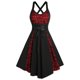 thumbnail image 1 of Moda Casual con cuello en V vestido de retazos de encaje sin mangas Camis mujeres vestido de mujer vestidos Pompotops  ghjkhdj9731, 1 of 3