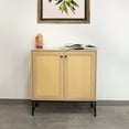 thumbnail image 6 of Sunnydaze Modern MDF Rattan-Front 2-Door Accent Storage Cabinet with Shelf, Light Oak, 6 of 19