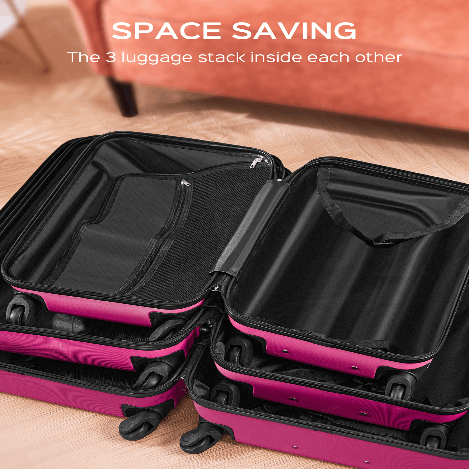 Gowill 9-Piece Luggage Set with Spinner Wheels, Rose Red photo 6