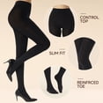 thumbnail image 3 of MANZI Women's 2 Pairs Super Opaque Tights for Women 120 Denier Control Top Pantyhose, 3 of 8