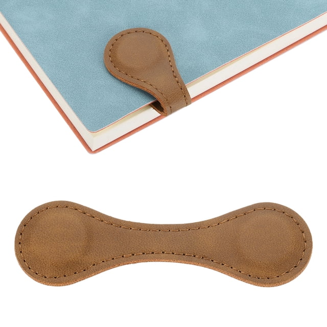 2Pcs Marcadores Magnéticos, Clips de Marcas de Página de Cuero Vintage, Marrón Claro