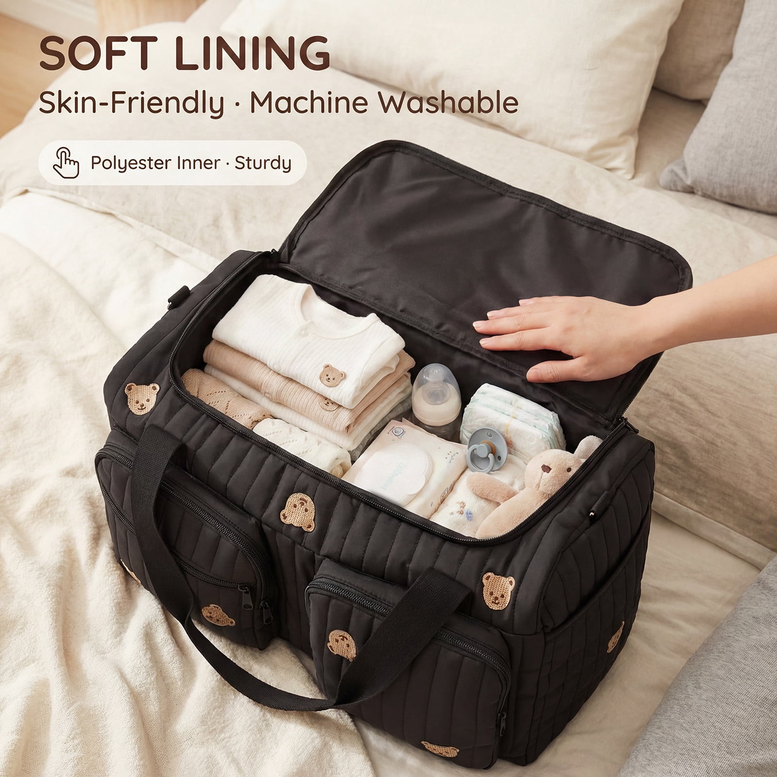 NUAHRHY Hospital Maternity Bag Large Capacity Duffel Tote Diaper Tote Bags with Shoulder Strap and Multiple Pockets Multipurpose for Travel Labor Delivery