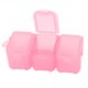 thumbnail image 1 of Caja de almacenamiento de viaje de plástico con 3 compartimentos color rosa claro, 1 of 2