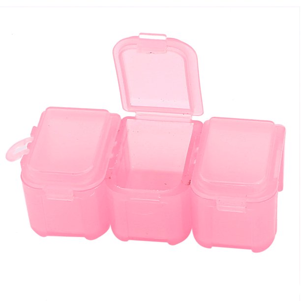 Caja de almacenamiento de viaje de plástico con 3 compartimentos color rosa claro