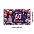 thumbnail image 2 of Colorful Design Happy 60 Birthday Banner Decorative Balloons Celebration Cake Floral Stars for Birthday Party Indoor Decoration Milestone Event, 2 of 7