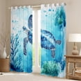 thumbnail image 2 of Erosebridal Blue Sea Turtle Curtains for Living Room,Marine Animal 30%-50% Blackout Curtains Set of 2 (38x45),Curtains Pack of 2 (38x45),Ocean Theme Decoration, 2 of 6
