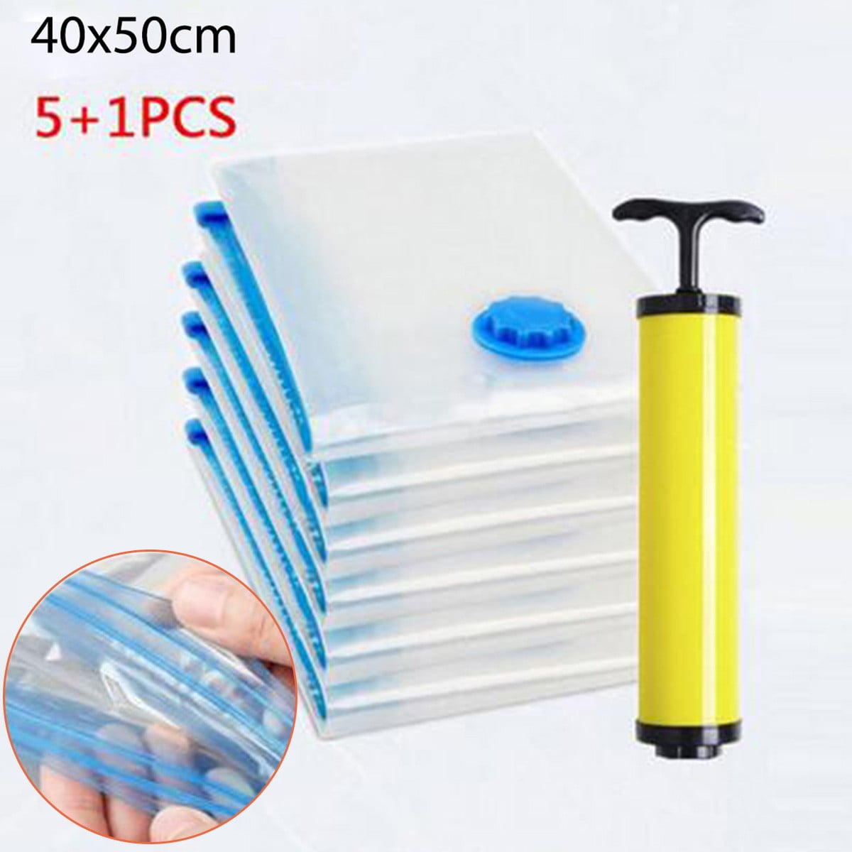 5Pcs Vacuum Bags Clothes Storage Compressed Travel Organizers +1 Hand