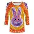 thumbnail image 4 of Cavosen Happy Easter 3/4 Sleeve Blouses for Women Summer Bunny Tie Dye Print Pullover Shirts Crewneck Festival Tops Vacation Holiday Tee Shirts Loose Dressy Stylish T Shirts XL, 4 of 5