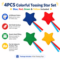 thumbnail image 5 of Star-Shaped Canvas Bean Bag Toss Props With Rope Tails, 4 Pack Quartz Sand Filled Target Toss Game Set for Outdoor Games, Blue Green Red Yellow, 5 of 6