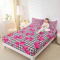 thumbnail image 2 of Manfei Black Classic Checkered Fitted Sheet Queen,Chic Bow Tie Bedding,3-Piece,1 Fitted Sheet and 2 Pillowcases, 2 of 6