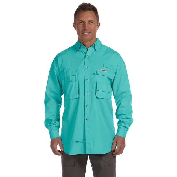 Hook Tackle Button Up Shirt 1013l Gulf Long Sleeve Fishing Walmart Com Walmart Com