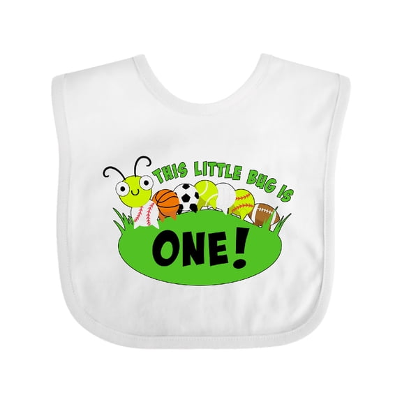 Inktastic This Little Bug is One First Birthdaysports Caterpillar Boys or Girls Baby Bib