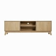 thumbnail image 5 of Emma + Oliver Mid-Century Modern 70" Wooden TV Stand with Two Soft Close Doors, Shelf, Cord Management Hole and Tapered Legs in Light Natural, 5 of 10