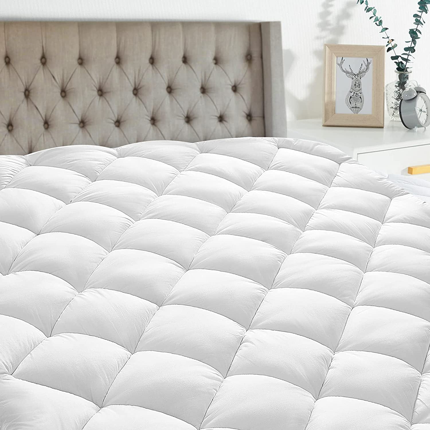 Deep Pocket Fits 8-21 Thick Mattress Meritlife Queen Mattress Pad Cooling Mattress Topper Pillow Top Fitted Quilted Mattress Cover with Fitted Skirt Stretches Up to 21 Inches