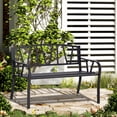 thumbnail image 2 of Outsunny 50" Metal Outdoor Garden Bench, Weather-Resistant Powder-Coated Steel 2-Seat Patio Loveseat with V-Shaped Backrest and Curved Seat for Yard, Porch, Park, or Poolside, Black, 2 of 8
