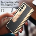 thumbnail image 6 of ELEHOLD Luxury Plating Case for Samsung Galaxy Z Fold 3 5G Lychee Pattern Case Tempered Glass Screen Protector Hinge Protection S Pen Slot Shockproof Durable Anti-Scratch Case, Black, 6 of 7