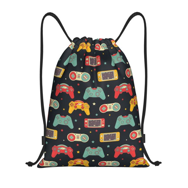 Fotbe Retro Video Game Bolsa Mochila con Cordón Estampada, Bolsa de Gimnasio Deportiva, Bolsa Cinch, Bolsa con Cordón para Hombres y Mujeres-Small