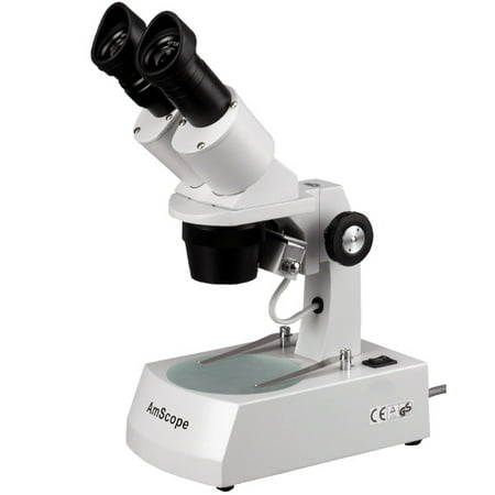 AmScope 10X-30X Binocular Stereo Microscope with 2 Halogen Lights
