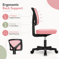 thumbnail image 6 of Kelno Small Desk Chair with Wheels Adjustable Computer Desk Chair with Lumbar Support Mesh Ergonomic Low-Back Office Chair, Pink, 6 of 8