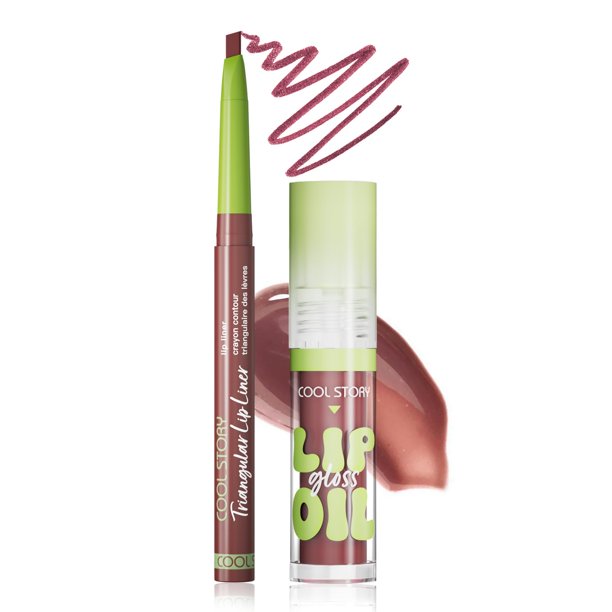 Set de gloss y delineador de labios COOL STORY de 2 piezas, ultra brillante