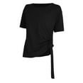 thumbnail image 5 of Women Summer Sports T-Shirt, Solid Color O-Neck Short Sleeve Quick Dry Tee Tops with Drawstring, 5 of 6