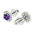 thumbnail image 2 of Clara Pucci 0.8808Ct Natural Amethyst Round Cut VVS1 Screw Back Stud 14k Solid hypoallergenic Gold Designer Earrings For February, 2 of 7