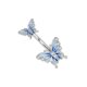 thumbnail image 5 of Guardurnaity Flor corazón cristal ombligo ombligo anillos para Touch acero inoxidable vientre anillo plateado plateado 2piezas, 5 of 6