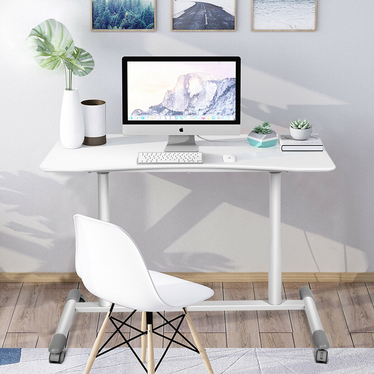 Height Adjustable Computer Desk Sit to Stand Rolling Notebook Table Portable New
