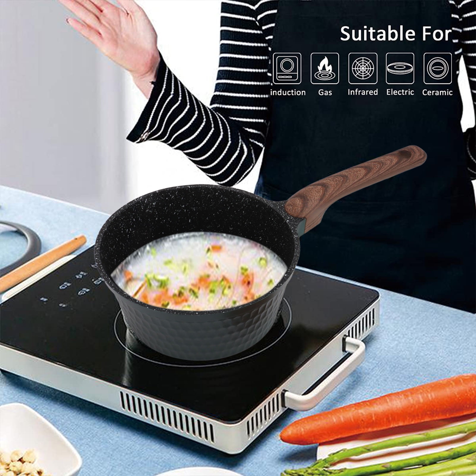 Nonstick Cookware Induction Gas Electric Hobs Small Cooking Milk Pot with  Pour Spout - China Pot and Cooking Pot price