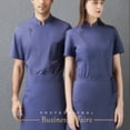 thumbnail image 4 of Cocinero de algodón Uniforme de manga corta Cocina de verano delantal Botones Trajes cómodos camisas para hombres suministros para hombres para restaurante azul XL Advancent LF000328-10, 4 of 7