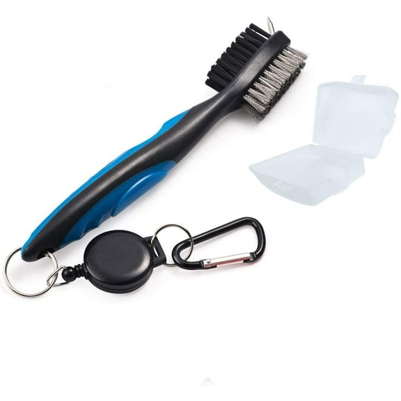 Golf Club Brush Groove Cleaner with Retractable Zip-line and Aluminum Carabiner Cleaning Tools