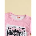 thumbnail image 4 of Bagilaanoe 2pcs Toddler Baby Girl Long Pants Set Short Sleeve Letters Print T-shirt Tops + Flare Trousers 6M 12M 18M 24M 3T 4T Kids Casual Outfits, 4 of 9