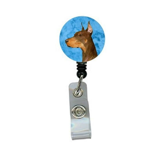 Carolines Treasures SS4744-BU-BR Doberman Retractable Badge Reel Or Id Holder With Clip