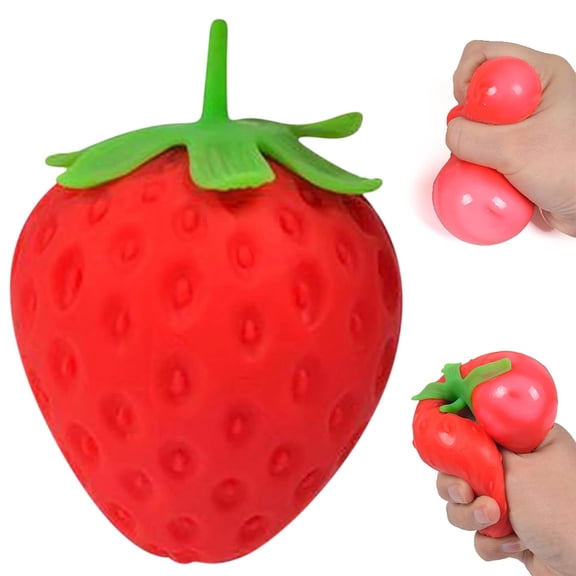 Realistic Strawberry Squeeze Decor, Squeezable Fruit Ball Fidget Tool, Stress Relief Release for Adults, Party Favors, Slow Rebound, Mother's Day & Thanksgiving Decor, 1pc