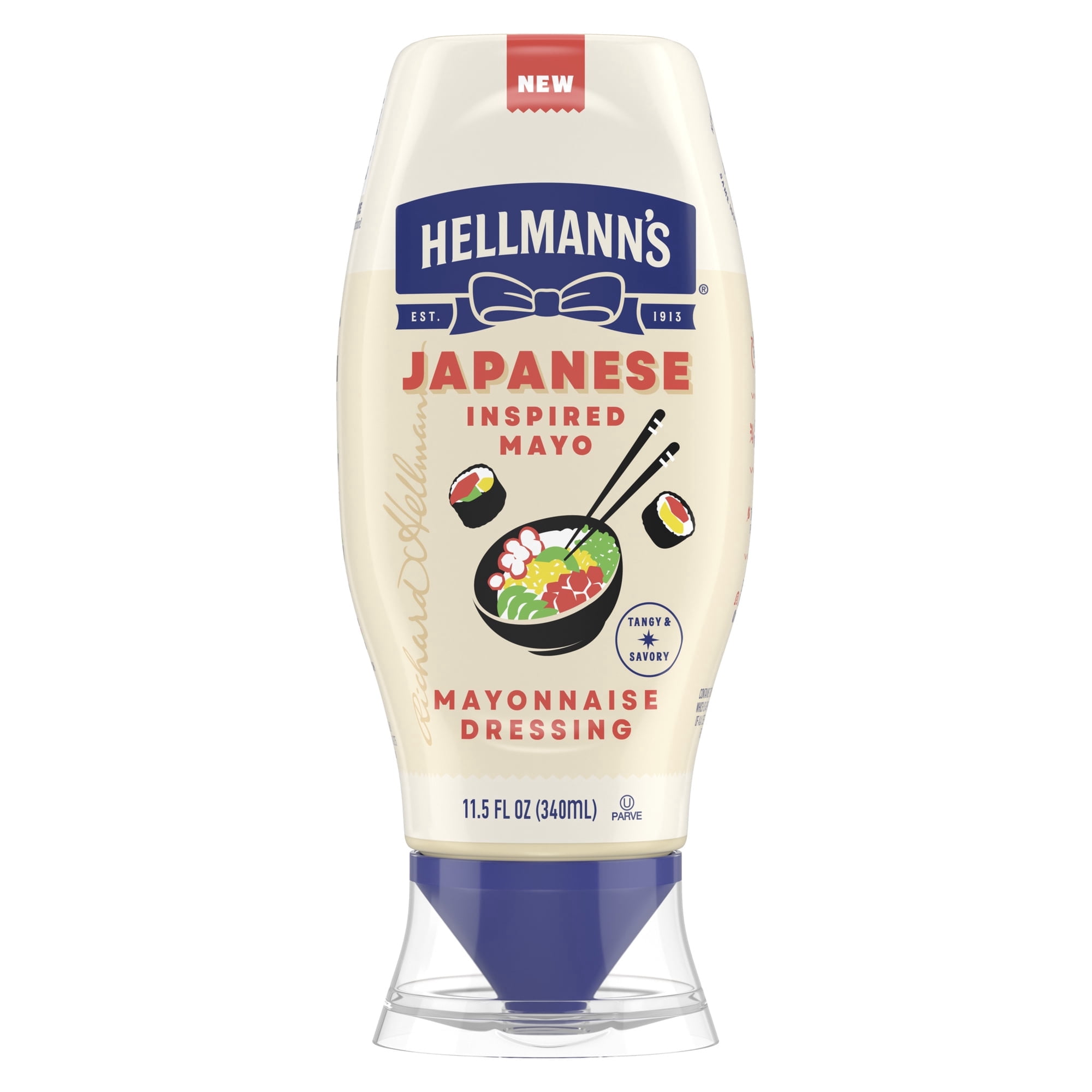 4 pack Hellmann's Japanese-Inspired Tangy & Savory Mayonnaise Dressing for Sushi, Poke Bowls & More, Japanese Style Mayo with a Boost of Umami, 11.5 fl oz squeeze bottle