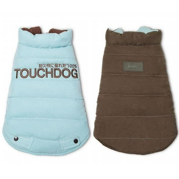 Waggin Swag Reversible Insulated Pet Coat- Extra Small - Blue & Brown
