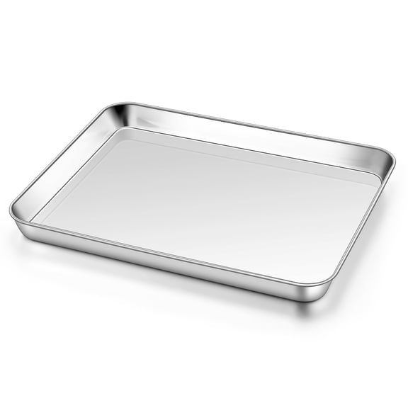 1 Pack Quarter Sheet Pan – Stainless Steel Cookie Sheet for Baking – Non Stick Metal Baking Pan Fits Toaster Oven – Dishwasher Safe – 1 Piece
