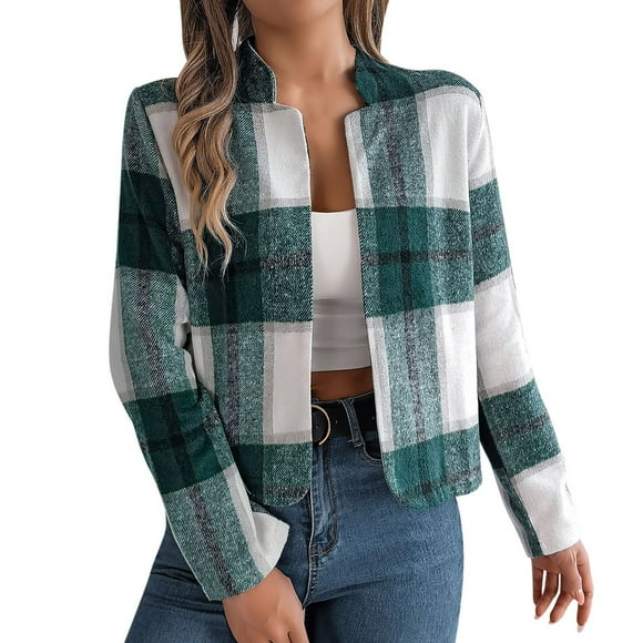 Wyzesi Womens Leather Jacket Black Oversize Sure! Here's A Product Title That Complies With Guidelineswomen's Plaid Long Sleeve Wool Blend Coat For Autumn And Winter Casual Wear