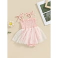 thumbnail image 3 of Bagilaanoe Newborn Baby Girl Summer Rompers Dress Embroidery Fly Sleeve Bodysuits + Headband 3M 6M 9M 12M 18M Infant Tulle Patchwork A-line Dresses, 3 of 8