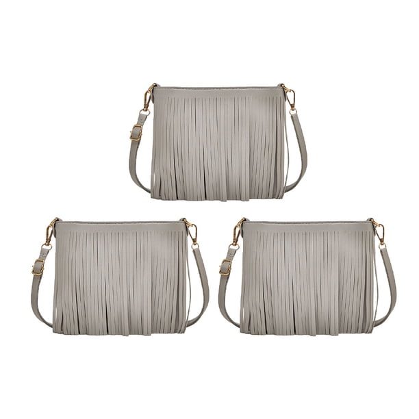 Bolso bandolera de piel con borlas para niña Cartera de mujer Bolso de hombro diario
