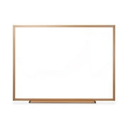 Universal UNV43618 48 in. x 36 in. Deluxe Melamine Dry Erase Board - Melamine White Surface, Oak Fiberboard Frame