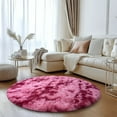 thumbnail image 2 of SARAG 5x5ft Round Area Rug for Bedroom,Super Soft Circle Rug,Fluffy Rugs for Living Room Kids Room,Tie-Dye Dark Red, 2 of 8
