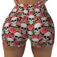 thumbnail image 2 of Picia Skull and Roses Printed Workout Shorts for Women Seamless Scrunch Butt Lifting High Waisted Yoga Gym Booty Running Moisture-wicking Short Pants-X-Large, 2 of 9