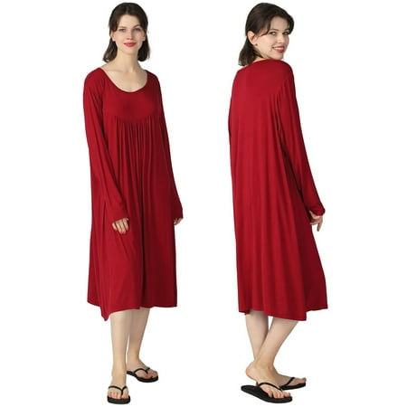 

Monfince Women Plus Size Loungewear Long Sleeve Shirt Crew Neck Solid Color Pajamas Soft And Comfortable Long Homewear